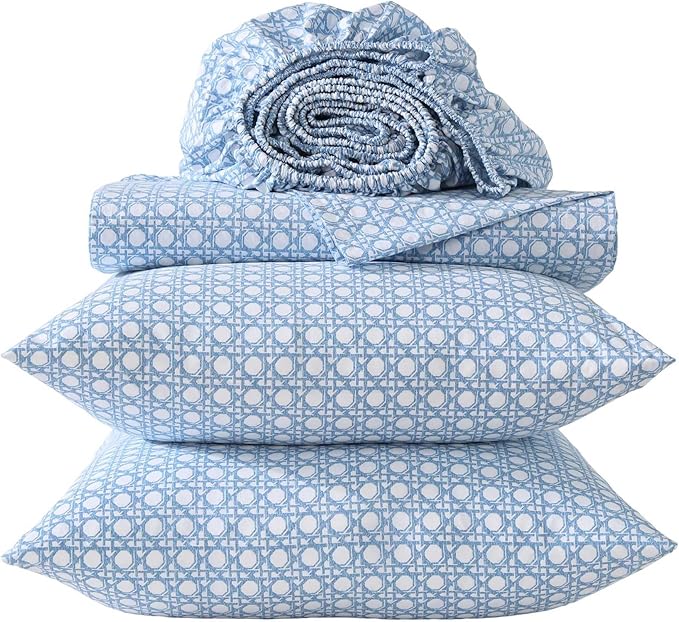 Tommy Bahama - King Bed Sheets, Crisp & Cool Cotton Percale Bedding with Matching Pillowcases, Lightweight Bed Set, Oeko-Tex Certified (Bahama Isle Blue)