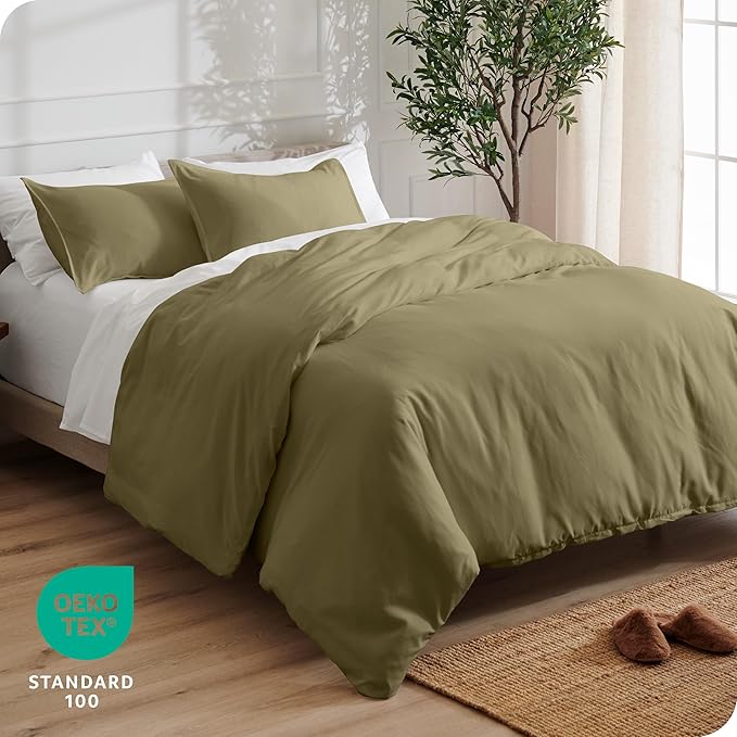 Bare Home Bedding Duvet Cover King Size - Premium 1800 Super Soft Collection - Lightweight, Cooling - Soft Breathable Bedding Duvet Cover (King, Olive)