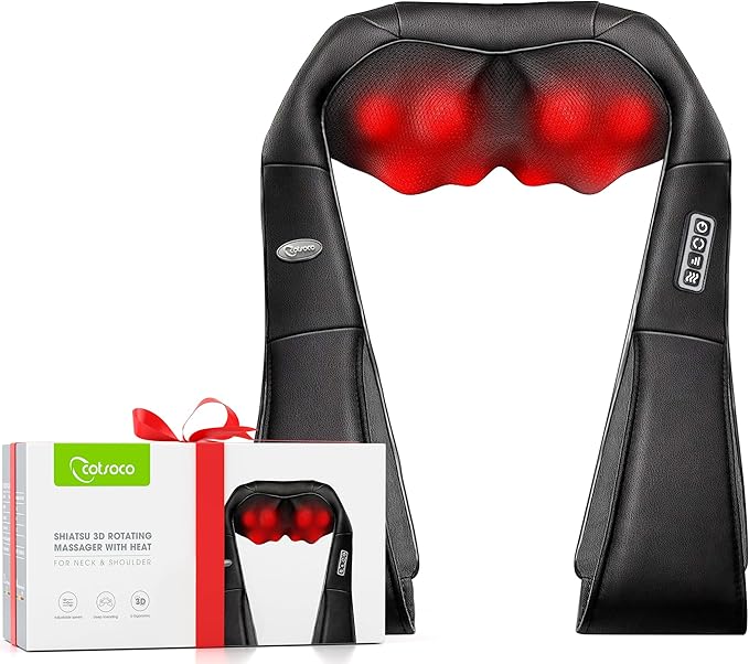 cotsoco Neck Massager,Shiatsu Shoulder and Back Massager with Heat, Electric Deep Tissue Massage Pillow for Body Muscle Pain Relief,Best Gifts Mom Dad Women Men,Home, Office Car Use