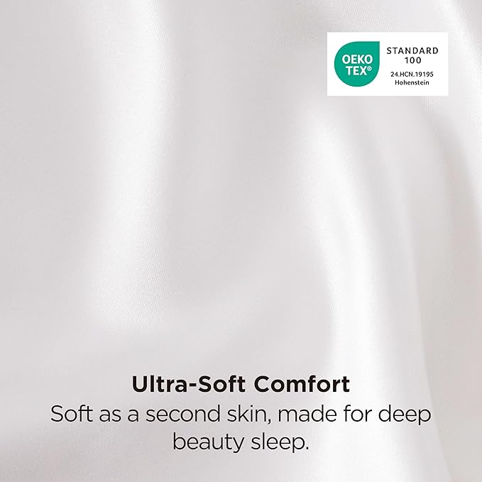 Bedsure Satin Pillowcase 2 Pack Similar to Silk Pillow Cases Standard Size, Pillow Case for Sleeping Women with Envelope Closure, Gifts for Women Men, Ivory, 20x26 Inches, 2pcs