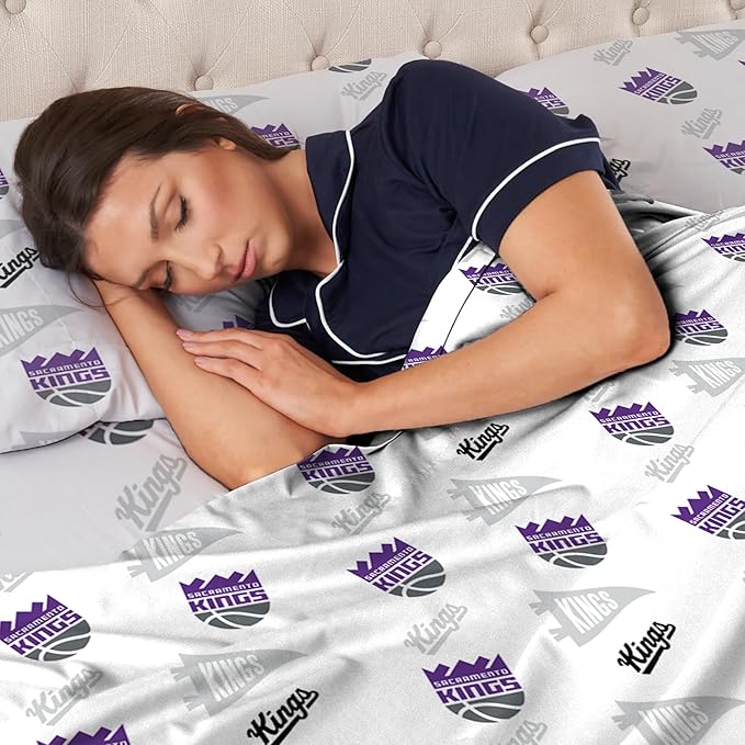 Northwest Officially Licensed Sacramento Kings NBA Full Size Sheet Set – Soft Team Logo Bedding for Dorms, Bedrooms, Fan Caves & Game Day Style