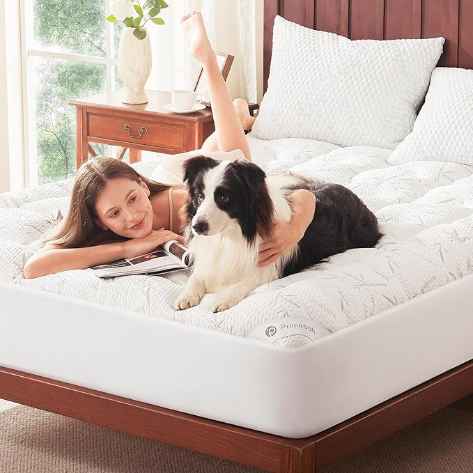 100% Waterproof Twin Size Mattress Topper,Thick Pillow Top Mattress Pad,Up to 21 Inch Deep Pocket,Soft Breathable Mattress Pad for Back Pain, Protector Cover(White)