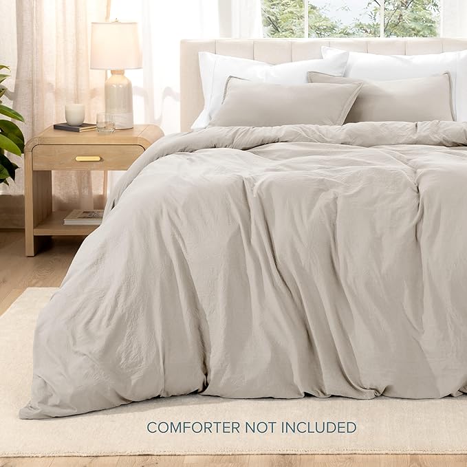 Bare Home Microfiber Duvet Cover Set - Ultra Soft Washed Microfiber - King/California King - Linen-Like Look - Easy Care - Breathable Fabric - Our Softest Duvet Cover Set (King/Cal King, Fog)