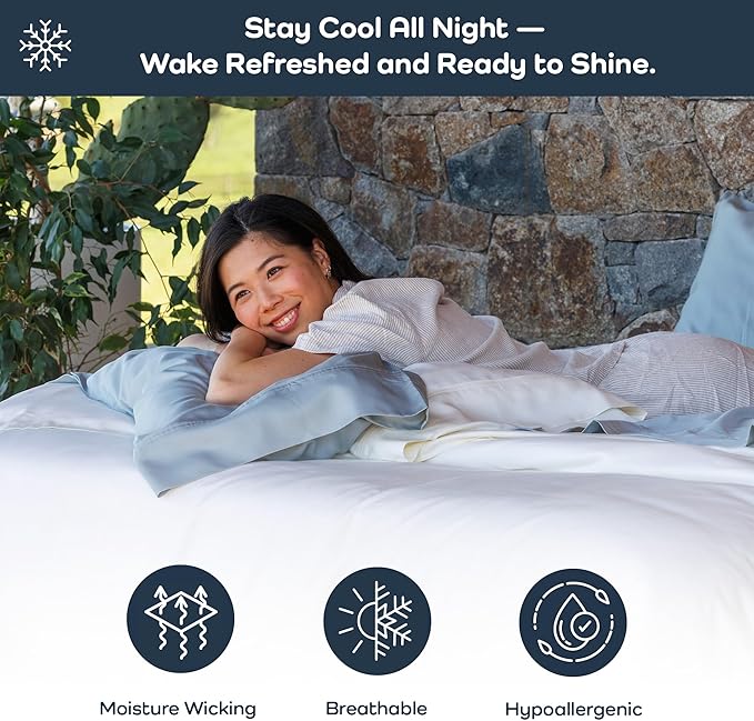 Olive + Crate Luxury 100% Lyocell Eucalyptus Duvet Cover Set Queen Size, Tencel 3PC Vegan Bedding Set, Super Soft Black Cooling Duvet Cover for Hot Sleepers & 2 Pillowcases, Charcoal (90" x 88")