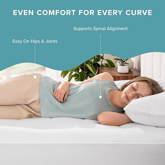 Bare Home Queen Mattress Topper Cotton Top - Plush Topper for Mattress - Fitted Mattress Cover - Cooling Breathable Air Flow - 8" to 21" Deep Pocket - Soft Mattress Pad (Queen, White)