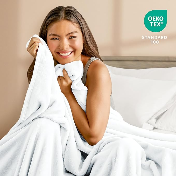 Bare Home Fleece Blanket - King Size - Ultra-Soft Lightweight for Bed, Sofa, and Couch - Luxury Microplush - Cozy Warm Blanket (King, White)