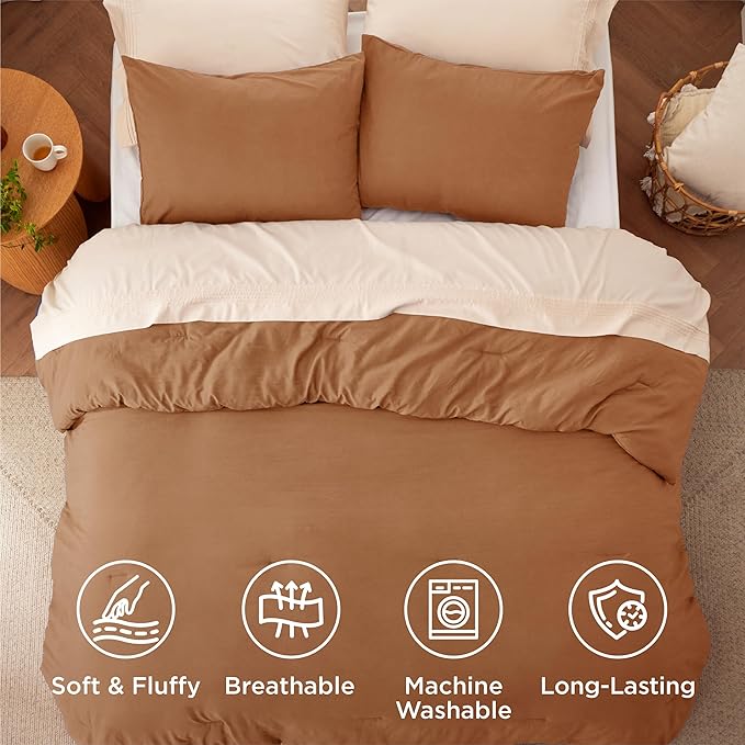 Bedsure King Size Comforter Set, Pumpkin Soft Prewashed Bedding for All Seasons, 3 Pieces GentleSoft™ Warm Down Alternative Bed Set, 1 Lightweight Comforter (104"x90") and 2 Pillowcases (20"x36")
