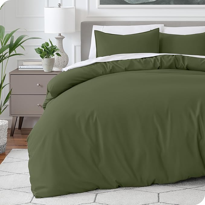 Bare Home Bedding Duvet Cover Queen Size - Premium 1800 Super Soft Collection - Lightweight, Cooling - Soft Breathable Bedding Duvet Cover (Queen, Cypress)