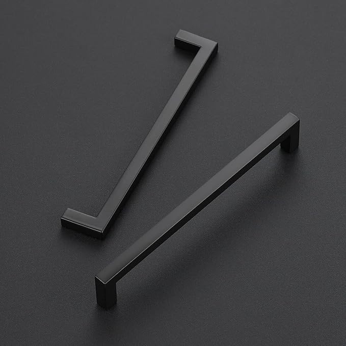 Ravinte 10 Pack Solid 6-1/4 Inch Center to Center Slim Square Bar Drawer Handles - Kitchen Cabinet Hardware in Matte Black - Drawer Pulls and Cabinet Handles