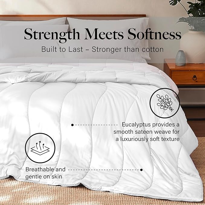 Modern Threads Tencel Lyocell Luxury Ultra Soft Down Alternative Comforter, White, King