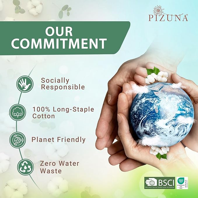 Pizuna Pure 100% Cotton California King Size Sheets, 800 Thread Count Long Staple Cotton Crisp Sateen Sheets with 15" Deep Pocket