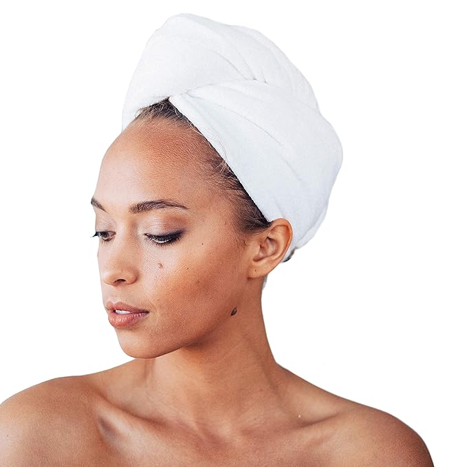 Kitsch Microfiber Hair Towel Wrap for Women - Microfiber Towel, Super Absorbent, Quick Dry, Anti-Frizz - for Long and Short Hairs, Turbans for Women, Hair Wrap - White