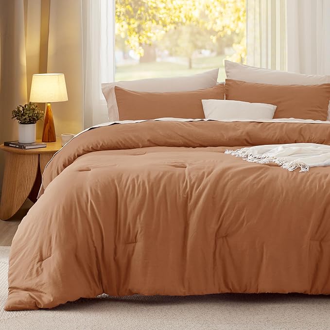 Bedsure King Size Comforter Set, Pumpkin Soft Prewashed Bedding for All Seasons, 3 Pieces GentleSoft™ Warm Down Alternative Bed Set, 1 Lightweight Comforter (104"x90") and 2 Pillowcases (20"x36")