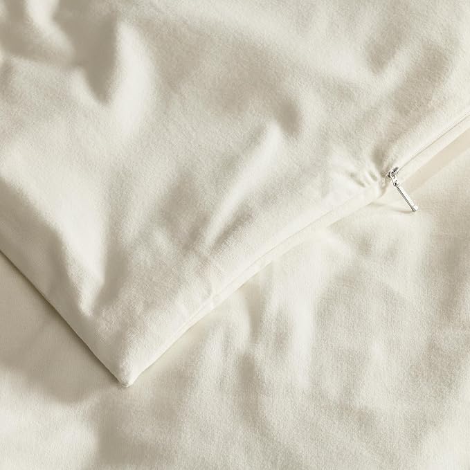 BOLL & BRANCH Flannel Duvet Set - King/Cal King, Cream - Luxury 100% Organic Cotton - 1 Duvet Cover, 2 Shams - Velvety Soft, Warm & Breathable Weave