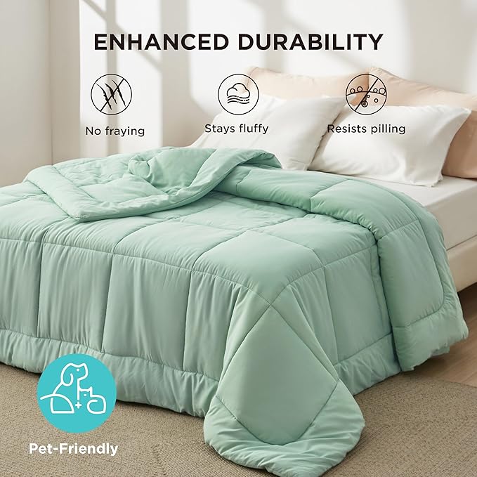 Bedsure Comforter Duvet Insert - Quilted Comforters Twin XL Size, All Season Duvet, GentleSoft Down Alternative Bedding, with 8 Tabs, Gifts for Women/Men, Sage Green, Twin XL 92 x 68 Inches