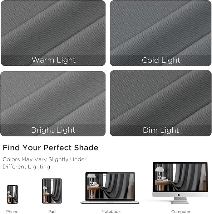 CUCRAF Light Grey Blackout Curtains 63 inch Length 2 Panels Set, Rod Pocket Room Darkening Drapes for Bedroom Living Room, Insulated Thermal Light Blocking Window Curtain (W52 x L63 Inch)
