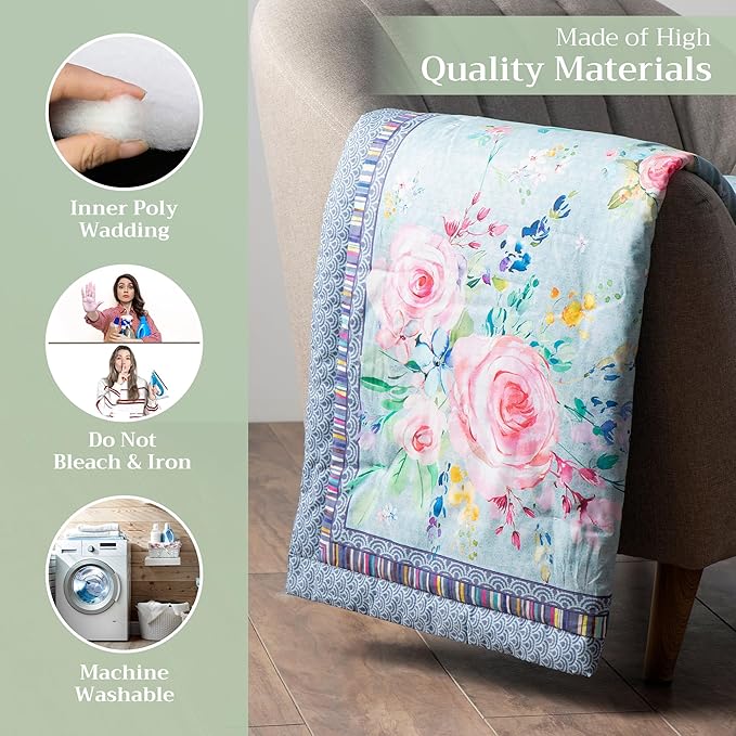 Maison d' Hermine Throw Blanket for Couch Lightweight Soft Warm Breathable Cotton Throw Blankets for Bed Girls Boys Women Men Gifts Sofa Travel Living Room Chair Bedding (50"x60", Sweet Rose Lavender)