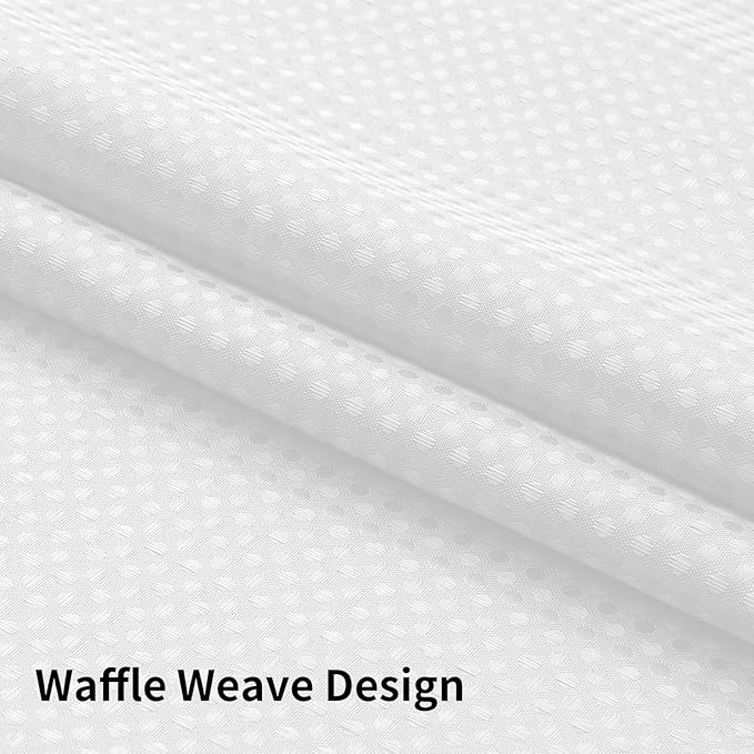 Colorful Star No Hook Shower Curtain with Snap in Fabric Liner, Waffle Weave Heavy Duty Thick Shower Curtains with Mesh Top Window, Hotel Style Waterproof Bathroom Curtain Set, 72 x 75 Inch, White