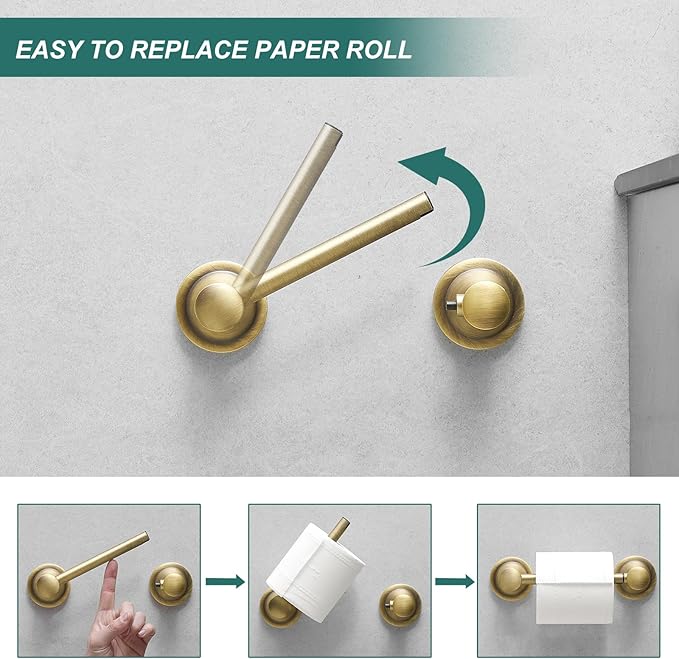Hoimpro Wall Mounted Rustproof Toilet Tissue Paper Holder Bathroom Accessories Toilet roll Paper Hanger, Antique Brass