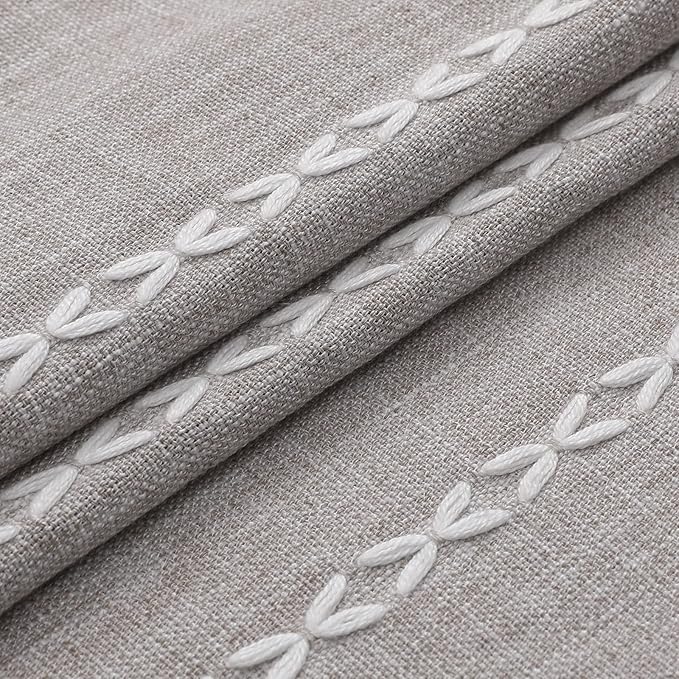 MitoVilla Boho Extra Long Shower Curtain 72 x 84, 84 inch XL Cotton Linen Tassel Fabric Shower Curtains for Vintage Country Farmhouse Bathroom Decor, Thick & Wrinkle Resistant, Brown Grey