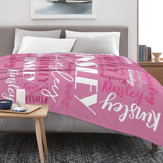 Name Blanket Personalized Blanket for Adult Kids Flannel Customize Throw Blanket Custom (Color 06, 50 x 60 Inches)
