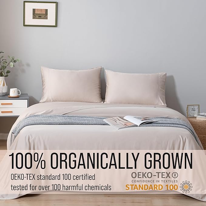 Bella Coterie Luxury Bamboo Viscose 34” Split Top King Size Sheet Set | 1 Fitted Sheet for Sleep Number & Adjustable Beds | 100% Organically Grown | Cooling & Soft | 18” Deep Pocket [Dune]