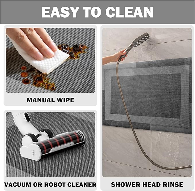 Non Slip Bath Mat, Rubber Backing Ultra Thin Bathroom Rugs Fit Under Door Quick Dry Super Absorbent Washable Bath Rug Shower Mat for Bathroom Floor Bathtub Sink, Easy Care Dark Grey 24"x 35"