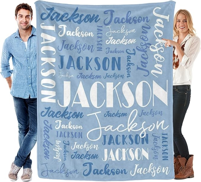 Name Blanket Personalized Blanket for Adult Kids Flannel Customize Throw Blanket Custom (Color 02, 50 x 60 Inches)