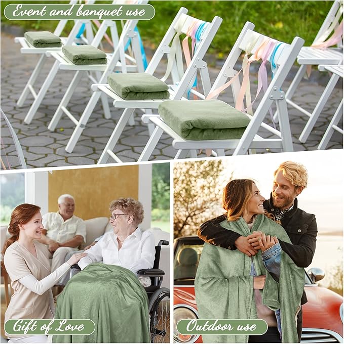 Tinideya 6 Pcs Flannel Fleece Throw Blanket Bulk 50 x 60 Inch Soft Fleece Blanket Warm Throw Blanket Coral Blankets for Couch Sofa Home Wedding Gifts Season (Sage Green)