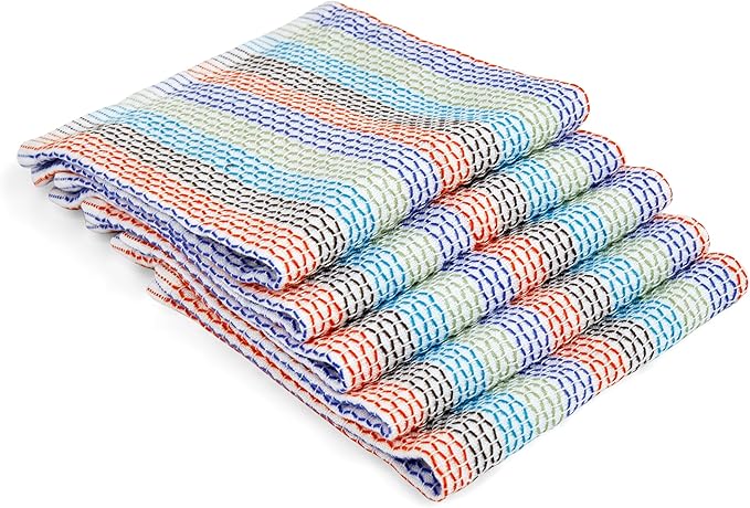 Full Circle Tidy 100% Organic Cotton Dish Cloths, Set of 5, Multicolored