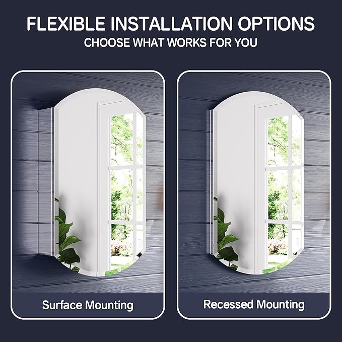 Medicine Cabinet 20" x 32", Bathroom Medicine Cabinet with Mirror, Recessed Medicine Cabinets with Adjustable Shelves, Soft-Closing Door, and Aluminum Alloy Frame - Reverse Installation, Silver
