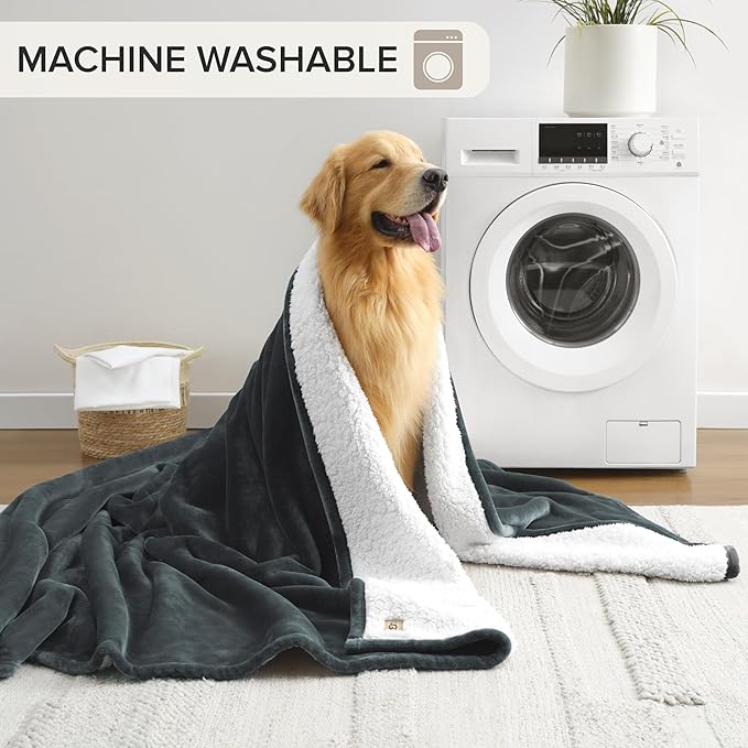 UGG Ariana Full/Queen Blanket Fleece Fluffy Reversible Soft Fuzzy Bedding Cozy Plush Warm Oversized Blanket Machine Washable Bedroom Decor for Big Couch or Bed, 90-inch x 90-inch, Charcoal Grey