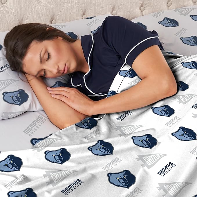 Northwest Officially Licensed Memphis Grizzlies NBA Twin Size Sheet Set – Soft Team Logo Bedding for Dorms, Bedrooms, Fan Caves & Game Day Style