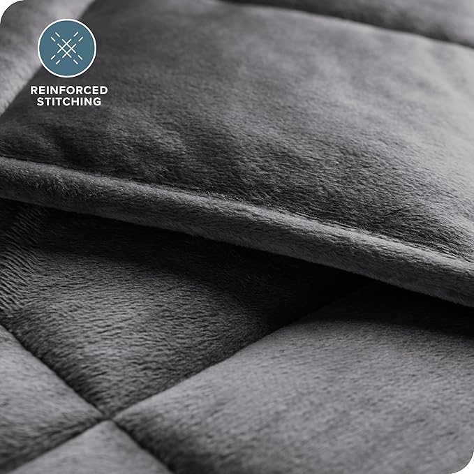 Bare Home Weighted Blanket Twin or Full Size 10lb (40" x 60") - Minky Fleece - Premium Heavy Blanket Nontoxic Glass Beads (Grey, 40"x60")