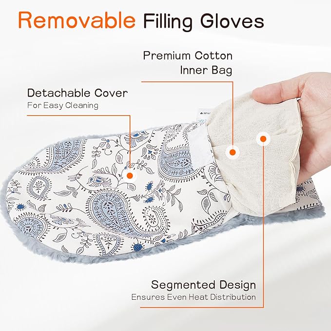 Microwavable Therapy Mittens with Moist Heat and Compression Relief – 1 Heated Glove for Arthritis, Stiff Joints, Carpal Tunnel, Trigger Finger – Washable, Self-Care Gift for Elderly Parents