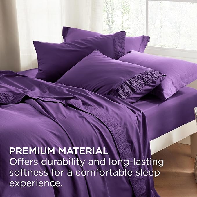 Bedsure Twin XL Sheet Sets Dorm Bedding - 3 Pieces Soft Extra Long Twin Sheets, Hotel Luxury, Easy Care Microfiber for Women, Men, Purple