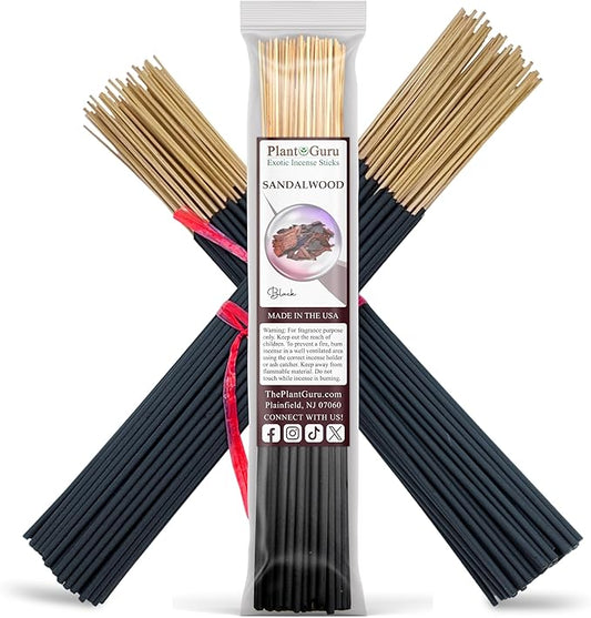 Black Sandalwood Incense Sticks 11" - Bulk 1 Bundle 85 to 100 Sticks - Smooth and Clean Long Burn Time, 45 to 60 Minutes.