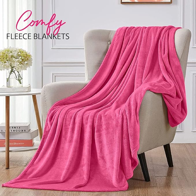 Personalized Passion Blankets with Custom Name & Initial Monogram - Super Soft and Cozy Fleece - Unisex Custom Blanket for Him and Her - 60x40 Inches - Hot Pink