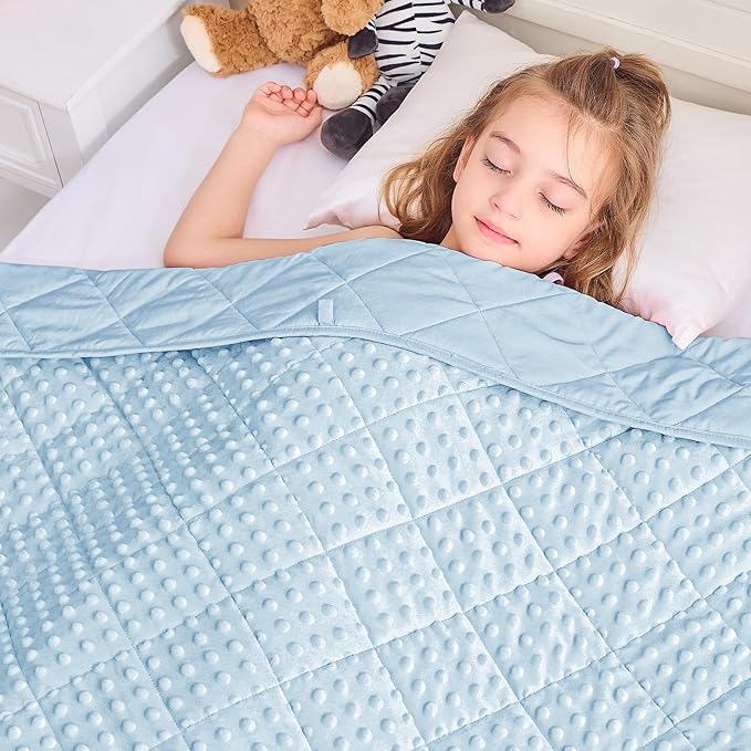 yescool Weighted Blanket 7 Pounds Light Blue Twin Size Cooling Weighted Throw Blanket, Minky Heavy Blankets Warm Weighted Comforter, Big Washable Thick Blankets Gift for 60-90lbs, 40 * 60in