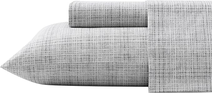 Tommy Bahama - King Sheets, Washed Percale Cotton Bedding Set, Soft & Breathable Bedroom Decor with Deep Pockets (Raffia Linen Grey, King)