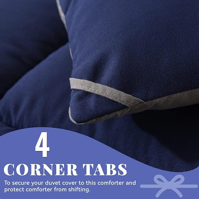 Cosybay Down Alternative Comforter (Blue/Grey, Cal-King) - All Season Soft Quilted California King Size Bed Comforter - Duvet Insert with Corner Tabs -Winter Summer Warm Fluffy, 104x96 inches