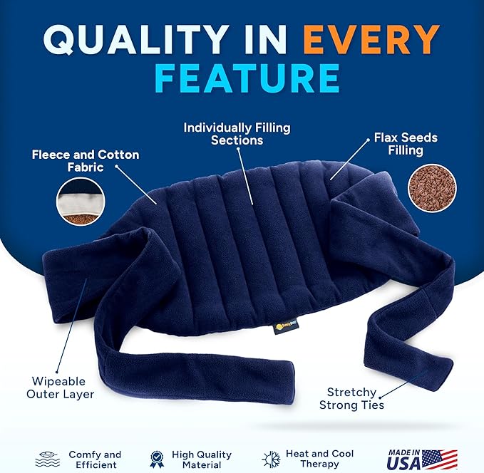 SunnyBay Microwave Heating Pad, Microwavable Moist Hot or Cool Bean Bag Wrap for Neck, Shoulder, Knee, or Back Pain with Fastening Straps, 10x18 Inch Heating Area, 2.8 Lbs, 58 Inches
