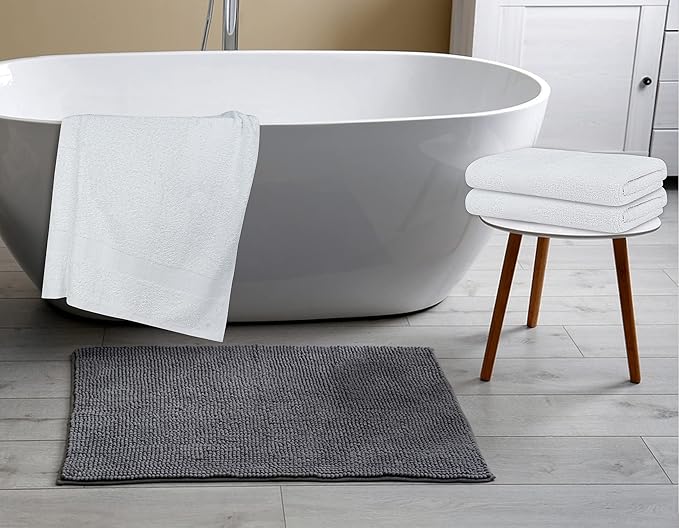 (Pack of 12 White Bath Towels Bulk 22x44 Inches -Economy Cheap Bath Towels for Commercial Uses, Gym, Salon, Spa & Hair -Lightweight Bath Towels Quick Drying -Bath Towels Sets Bulk