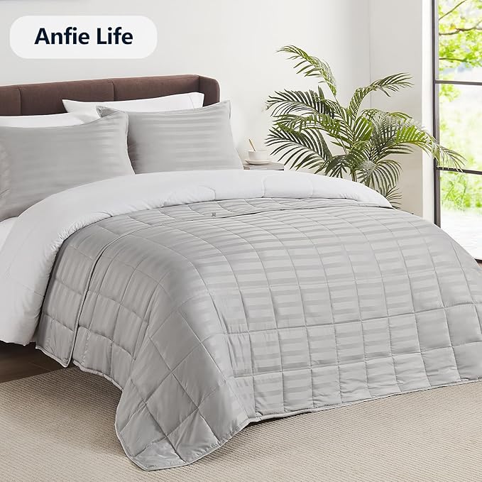 Weighted Blanket Queen/King Size (80"x87" 20lbs),Ultra Soft and Cozy Cooling Weighted Blanket for Adult,Heavy Blanket with Machine Washable Soft Blanket, Light Grey