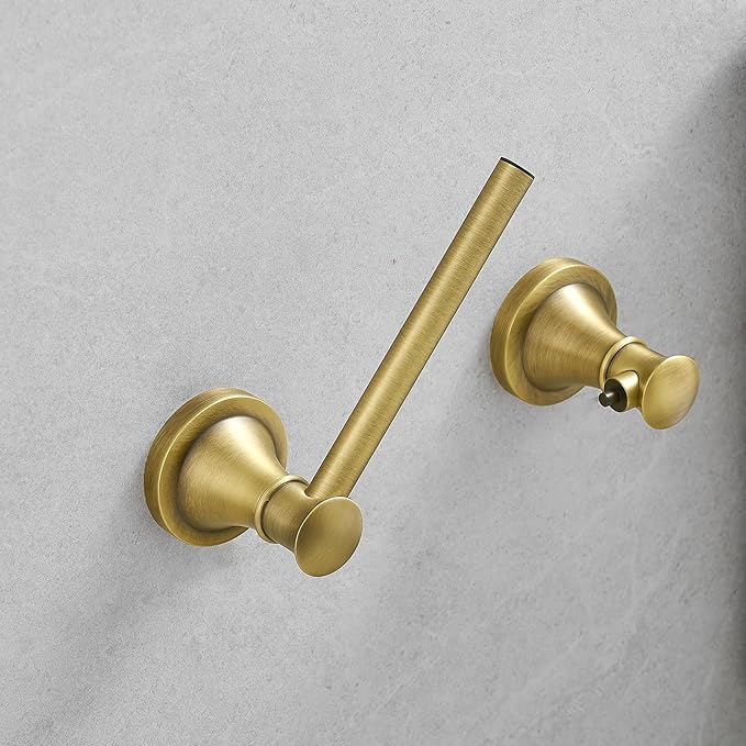Hoimpro Wall Mounted Rustproof Toilet Tissue Paper Holder Bathroom Accessories Toilet roll Paper Hanger, Antique Brass