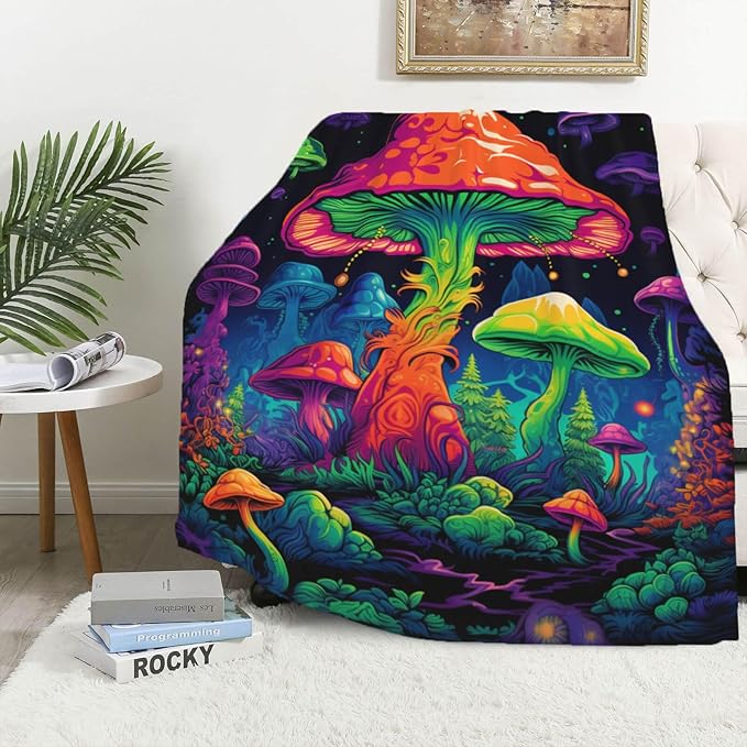 Mushroom Throw Blanket, Mushroom Gifts for Women and Men, Lightweight Fleece Home Decor, 60"×80", Machine Washable, No-Pilling