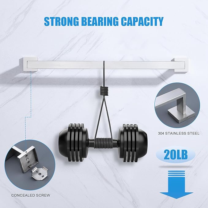 LANC 16-Inche Hand Towel Bars for Bathroom Wall Mounted, Total-18 Brushed Nickel Bath Towel Racks Stainless Steel Towel Rods for Toilet Kitchen Towel Holder Towel Hanger, A8804BN-4P1