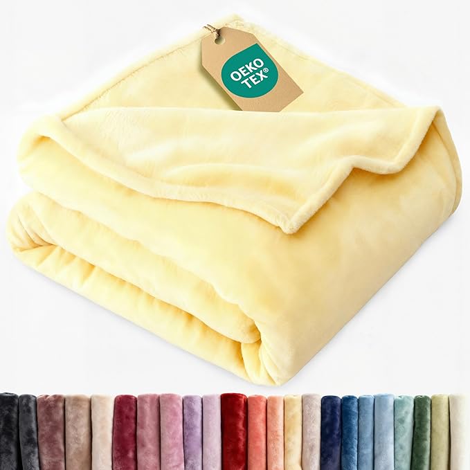 Ultra Soft Fleece Blanket Twin Size - Flannel Fleece Luxury Twin Blanket - Lightweight for Couch Bed Chair - Thick, Warm and Breathable - All Season Cozy Fuzzy, Anti-Static Microplush Bedding, Yellow
