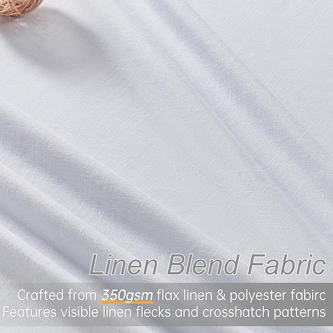 Topfinel White 90 Inches Long Blackout Natural Linen Curtains for Bedroom, Pinch Pleated Sound Blocking Curtains, Decorative Elegant Farmhouse Lined Drapes 2 Panels Set for Living Room Sliding Door