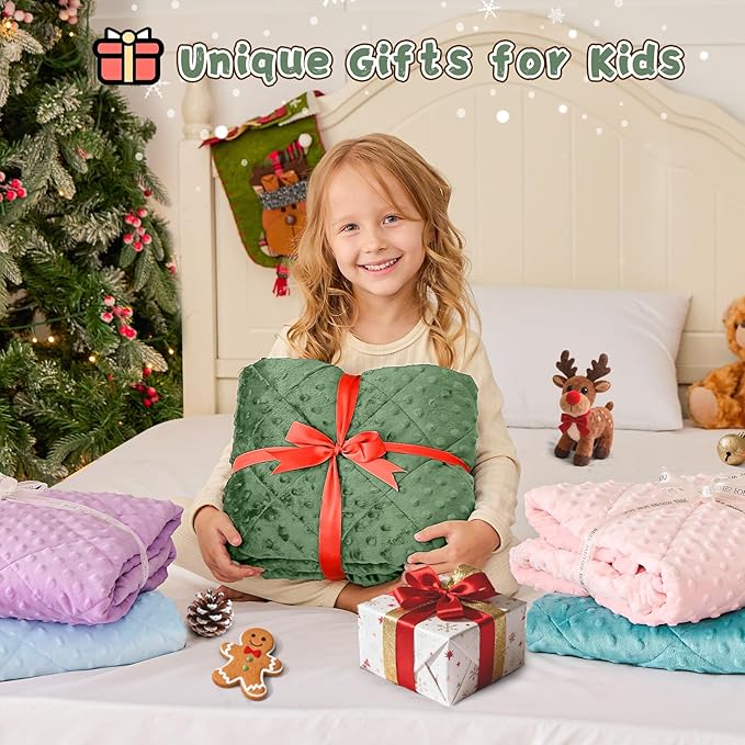 yescool Weighted Blanket 7 Pounds Moss Green Twin Size Cooling Weighted Throw Blanket, Minky Heavy Blankets Warm Weighted Comforter, Big Washable Thick Blankets Gift for 60-90lbs, 40 * 60in